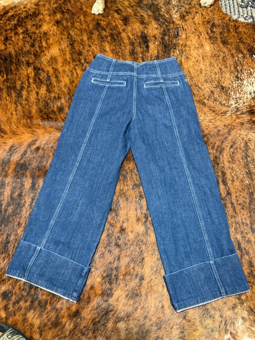 Pilcro Seamed High-Rise Flare Blue Jeans Denim Womens 27X25 Triple Button-Fly - Picture 2 of 8